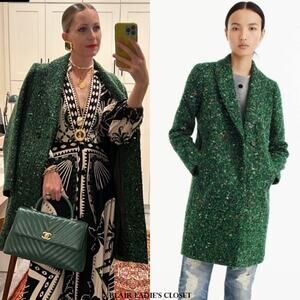 J.CREW Daphne tweed coat green size 4